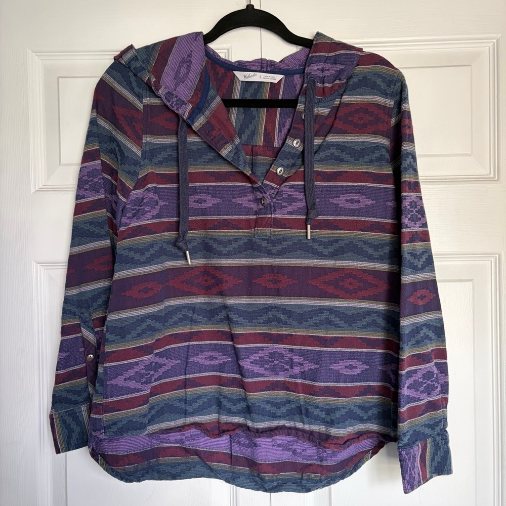 Woolrich Purple & Blue Striped Hooded Pullover